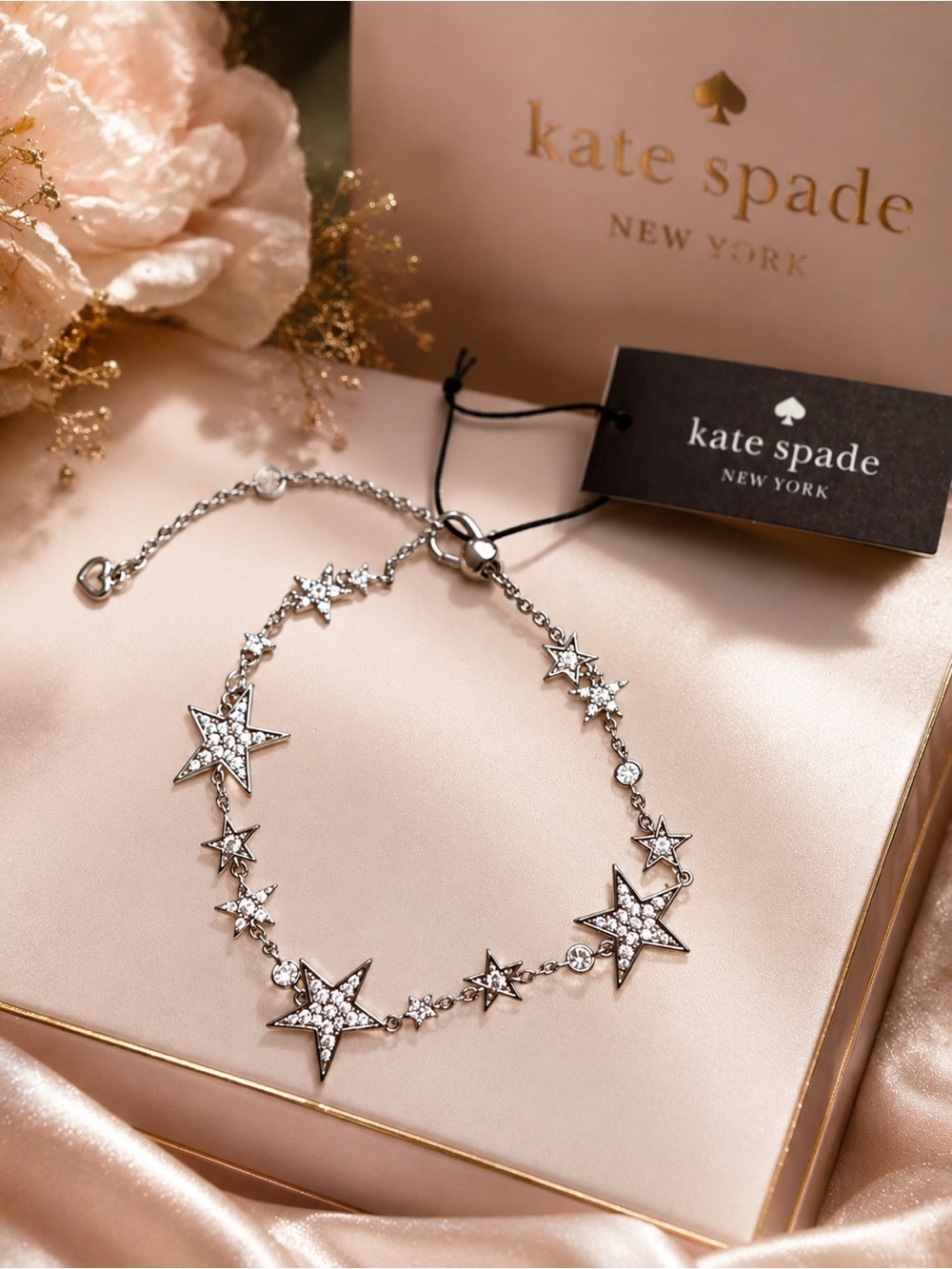 Kate Spade New York Crystal Star Charm Bracelet – Silver Tone